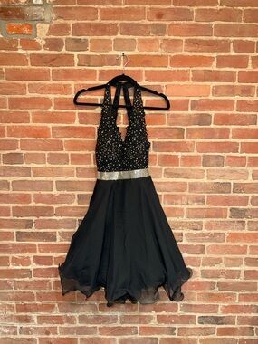 Mori Lee Black Evening Dress with Subtle Sheen